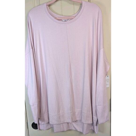 Womens Time & True XXL (2X) Pink Sweater Sweat Shirt Long Sleeves Crew Neck NWT - Picture 2 of 12